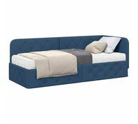vidaXL Estructura de Cama en Esquina con colchón Azul 80 x 200 cm Tela, Muebles de Dormitorio Modernos: Elegante Marco de Cama en Esquina, solución compacta para un sueño cómodo y diseño Estiloso