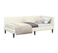 vidaXL Estructura de Cama en Esquina Crema 100 cm x 200 cm Terciopelo, Cama daybed Moderna, Marco Elegante, rincón, sofá versátil, Mueble Multifuncional Que Ahorra Espacio