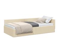 vidaXL Estructura de Cama en Esquina Crema 80 cm x 200 cm Tela, Marco de Cama Elegante, Cama Interior versátil, sofá de Tela Moderno, Esquina Multiusos, diseño Que Ahorra Espacio, Duradero