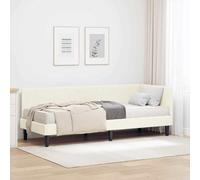 vidaXL Estructura de Cama en Esquina Crema 80 x 200 cm Terciopelo, Estructura de Cama Elegante, diseño Moderno, Base de Listones, decoración de Dormitorio de Terciopelo