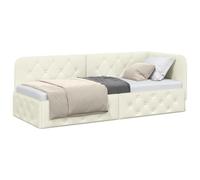 vidaXL Estructura de Cama en Esquina Crema 80 x 200 cm Terciopelo, Mueble Moderno para Dormitorio, Cama compacta, diván de Terciopelo, sofá en L, diseño Multifuncional