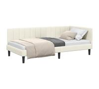 vidaXL Estructura de Cama en Esquina Crema 90 cm x 190 cm Terciopelo, Cama Moderna y Duradera, sofá en L, Elegante Mueble Compacto para tu Dormitorio