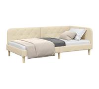 vidaXL Estructura de Cama en Esquina Crema 90 x 200 cm Tela, Sofá Cama Moderno, de Esquina Rectangular, tapizado Espacios compactos, Optimiza tu hogar