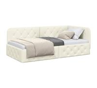 vidaXL Estructura de cama en esquina Terciopelo Crema 90 x 200 cm – Diseño multifuncional