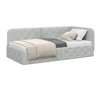 vidaXL Estructura de Cama en Esquina Gris Claro 100 x 200 cm, Mueble Moderno para Dormitorio, Cama compacta, diván de Terciopelo, sofá en L, diseño Multifuncional