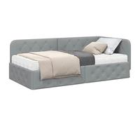 vidaXL Estructura de Cama en Esquina Gris Claro 100 x 200 cm Tela, Muebles de Dormitorio Modernos: Elegante Marco de Cama en Esquina, solución compacta para un sueño cómodo y diseño Estiloso