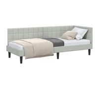 vidaXL Estructura de Cama en Esquina Gris Claro 80 cm x 200 cm, Cama Moderna Minimalista, Cama esquinerita de Terciopelo, Mueble ahorrador de Espacio, solución L