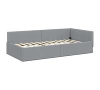 vidaXL Estructura de Cama en Esquina Gris Claro 80 x 200 cm, Muebles de Dormitorio Modernos, Cama de Esquina Rectangular, sofá Multiusos, Ideal para Espacios urbanos