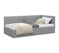 vidaXL Estructura de Cama en Esquina Gris Claro 80 x 200 cm Tela, Cama día compacta, Estructura Moderna, Muebles Que ahorran Espacio, diseño Minimalista, solución ergonómica para Habitaciones
