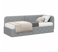 vidaXL Estructura de Cama en Esquina Gris Claro 80 x 200 cm Tela, Muebles de Dormitorio Modernos: Elegante Marco de Cama en Esquina, solución compacta para un sueño cómodo y diseño Estiloso