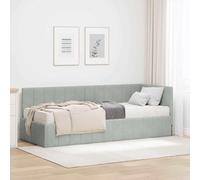 vidaXL Estructura de Cama en Esquina Gris Claro 80 x 200 cm Terciopelo, Marco de Cama Moderno, diseño Minimalista, Estructura Resistente, Base Rectangular para colchón, ¡mobiliario Esencial