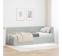 vidaXL Estructura de Cama en Esquina Gris Claro 80 x 200 cm Terciopelo, Muebles de Dormitorio Modernos, Cama de Esquina Elegante, Terciopelo Duradero, cabezera Suave y Funcional