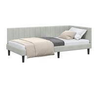 vidaXL Estructura de Cama en Esquina Gris Claro 90 cm x 190 cm, Estructura de Cama Moderna, compacta y de Terciopelo, día en Forma de L, Ideal para Ahorrar Espacio y Resistente