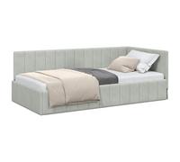 vidaXL Estructura de Cama en Esquina Gris Claro 90 cm x 200 cm, Sofá Cama Moderno, Esquina de Terciopelo, Funcional y Compacto para Tu Estilo de Vida