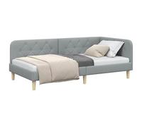 vidaXL Estructura de Cama en Esquina Gris Claro 90 x 200 cm Tela, Dormitorio Moderno, Cama compacta, Cama Que Ahorra Espacio, Marco tapizado Duradero, diseño de sofá de Esquina Multifuncional