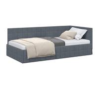 vidaXL Marco de Cama de Esquina, Muebles Modernos para el Dormitorio. Camas urbanas con Soporte Firme y cabecero montado en la Pared, Todo en Terciopelo.