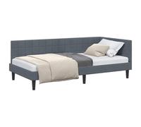 vidaXL Estructura de Cama en Esquina Gris Oscuro 100 cm x 200 cm, Cama Moderna Minimalista, Cama esquinerita de Terciopelo, Mueble ahorrador de Espacio, solución L