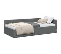vidaXL Estructura de Cama en Esquina Gris Oscuro 100 cm x 200 cm Tela, Marco de Cama Elegante, Cama Interior versátil, sofá de Tela Moderno, Esquina Multiusos, diseño Que Ahorra Espacio, Duradero