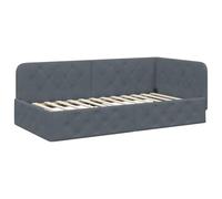 vidaXL Estructura de Cama en Esquina Gris Oscuro 100 x 200 cm, Mueble Moderno para Dormitorio, Cama compacta, diván de Terciopelo, sofá en L, diseño Multifuncional