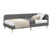 vidaXL Estructura de Cama en Esquina Gris Oscuro 100 x 200 cm Tela, Marco de Cama Esquina Moderno, Diseño Rectangular, Tela Resistente, Colchón de Espuma, Sofá Cama Multifuncional, Ahorra Espacio