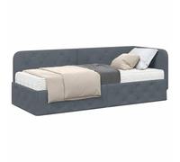 vidaXL Estructura de Cama en Esquina Gris Oscuro 80 x 200 cm, Esenciales Modernos para el Dormitorio, Cama Que Ahorra Espacio con cabecera Reversible, diseño Compacto y Cama-día de Tela Resistente