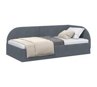 vidaXL Estructura de Cama en Esquina Gris Oscuro 90 cm x 200 cm, Cama Moderna, día Estilo, Marco Duradero de Terciopelo, diseño único de Madera, Mueble para tu habitación