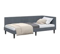 vidaXL Estructura de Cama en Esquina Gris Oscuro 90 cm x 200 cm, Estructura de Cama Moderna, compacta y de Terciopelo, día en Forma de L, Ideal para Ahorrar Espacio y Resistente