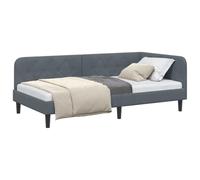 vidaXL Estructura de Cama en Esquina Gris Oscuro 90 x 190 cm, Estructura de Cama Reversible, sofá Compacto, Moderno, versátil, para Espacios pequeños, de Terciopelo