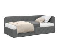 vidaXL Estructura de Cama en Esquina Gris Oscuro 90 x 190 cm Tela, Muebles de Dormitorio Modernos: Elegante Marco de Cama en Esquina, solución compacta para un sueño cómodo y diseño Estiloso