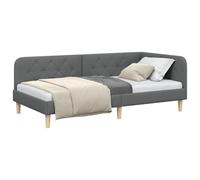 vidaXL Estructura de cama en esquina Moderna 90 x 190 cm Tela Gris oscuro, sofá compacto