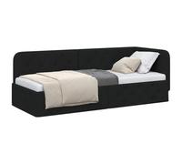 vidaXL Estructura de Cama en Esquina Negro 80 x 200 cm Tela, Cama Moderna en Forma de L, día ahorrador de Espacio, diseño Minimalista Resistente, Mueble esquinal versátil