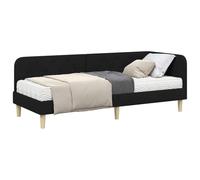 vidaXL Estructura de Cama en Esquina Negro 80 x 200 cm Tela, Marco de Cama Esquina Moderno, Diseño Rectangular, Tela Resistente, Colchón de Espuma, Sofá Cama Multifuncional, Ahorra Espacio