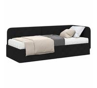 vidaXL Estructura de Cama en Esquina Negro 80 x 200 cm Tela, Muebles de Dormitorio Modernos: Elegante Marco de Cama en Esquina, solución compacta para un sueño cómodo y diseño Estiloso