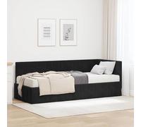 vidaXL Estructura de Cama en Esquina Negro 80 x 200 cm Terciopelo, Marco de Cama Moderno, diseño Minimalista, Estructura Resistente, Base Rectangular para colchón, ¡mobiliario Esencial