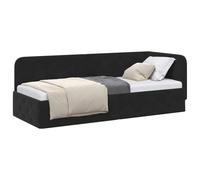 vidaXL Estructura de Cama en Esquina Negro 80 x 200 cm Terciopelo, Mueble Moderno para Dormitorio, Cama compacta, diván de Terciopelo, sofá en L, diseño Multifuncional
