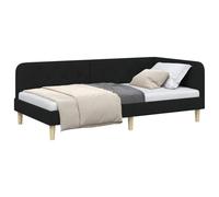 vidaXL Estructura de Cama en Esquina Negro 90 x 190 cm Tela, Dormitorio Moderno, Cama compacta, Cama Que Ahorra Espacio, Marco tapizado Duradero, diseño de sofá de Esquina Multifuncional