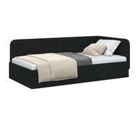 vidaXL Estructura de Cama en Esquina Negro 90 x 200 cm Tela, Estilo Urbano, Marco de Cama Moderno, Sofá Cama de Tela Multifuncional, Muebles para Vida Compacta, Ahorra Espacio de Manera Eficiente