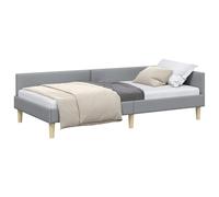 vidaXL Estructura de cama en esquina Otro Gris claro 80 x 200 cm, Marco de Cama Esquinal Contemporáneo, Cabecera Ajustable, Material de Poliéster Duradero, Solución de Cama Estilosa que Ahorra Espacio