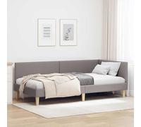 vidaXL Estructura de Cama en Esquina Otro Manual Taupé 90 x 200 cm, Cama Moderna, diseño Rectangular, Material Transpirable, Cabezal Ajustable, Ahorra Espacio, Estilo único