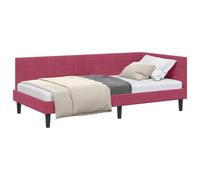 vidaXL Estructura de Cama en Esquina Rojo Vino 100 cm x 200 cm, Cama Moderna Minimalista, Cama esquinerita de Terciopelo, Mueble ahorrador de Espacio, solución L