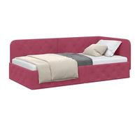 vidaXL Estructura de Cama en Esquina Rojo Vino 100 x 200 cm Terciopelo, Mueble Moderno para Dormitorio, Cama compacta, diván de Terciopelo, sofá en L, diseño Multifuncional