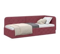 vidaXL Estructura de Cama en Esquina Rojo Vino 80 x 200 cm Tela, Cama Moderna en Forma de L, día ahorrador de Espacio, diseño Minimalista Resistente, Mueble esquinal versátil