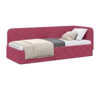 vidaXL Estructura de Cama en Esquina Rojo Vino 80 x 200 cm Terciopelo, Mueble Moderno para Dormitorio, Cama compacta, diván de Terciopelo, sofá en L, diseño Multifuncional