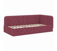 vidaXL Estructura de Cama en Esquina Rojo Vino 90 x 190 cm Tela, Cama Moderna en Forma de L, día ahorrador de Espacio, diseño Minimalista Resistente, Mueble esquinal versátil