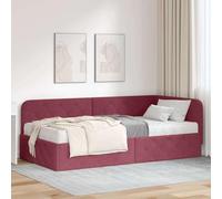 vidaXL Estructura de Cama en Esquina Rojo Vino 90 x 190 cm Tela, Muebles de Dormitorio Modernos: Elegante Marco de Cama en Esquina, solución compacta para un sueño cómodo y diseño Estiloso