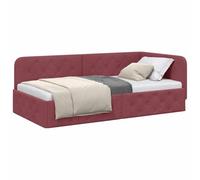 vidaXL Estructura de Cama en Esquina Rojo Vino 90 x 200 cm Tela, Cama Moderna en Forma de L, día ahorrador de Espacio, diseño Minimalista Resistente, Mueble esquinal versátil