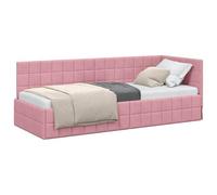 vidaXL Estructura de Cama en Esquina Rosa 80 cm x 200 cm Terciopelo, Cama Moderna Elegante, sofá en Esquina, Ahorra Espacio, Mueble Duradero y versátil para el hogar