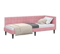 vidaXL Estructura de Cama en Esquina Rosa 80 cm x 200 cm Terciopelo, Cama Moderna Minimalista, Cama esquinerita de Terciopelo, Mueble ahorrador de Espacio, solución L