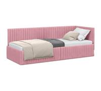 vidaXL Estructura de Cama en Esquina Rosa 80 cm x 200 cm Terciopelo, Cama Moderna, Muebles Que ahorran Espacio, sofá y Cama Rectangular, diseño Lujoso para tu hogar