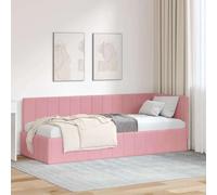 vidaXL Estructura de Cama en Esquina Rosa 80 cm x 200 cm Terciopelo, Sofá Cama Moderno, Esquina de Terciopelo, Funcional y Compacto para Tu Estilo de Vida